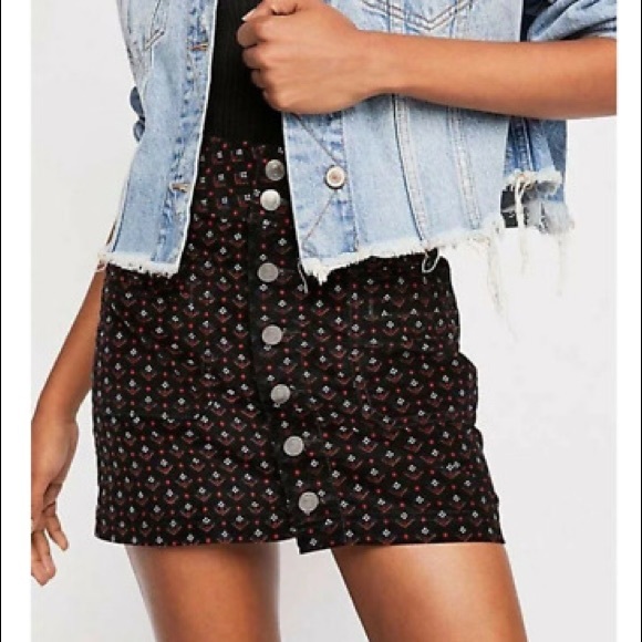 free people geometric print corduroy skirt - Picture 3 of 8